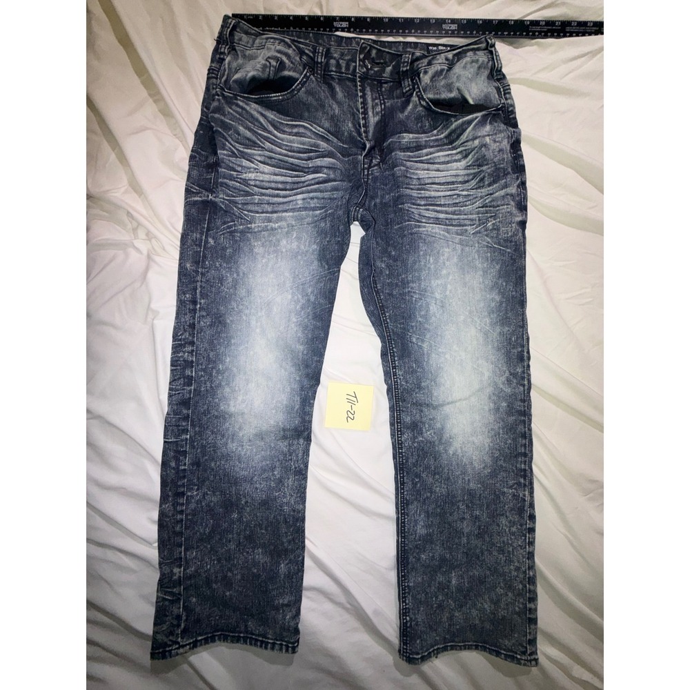 Buffalo David Bitton Six-x Straight Stretch Jeans Mens 36x30 Acid Wash T11-22